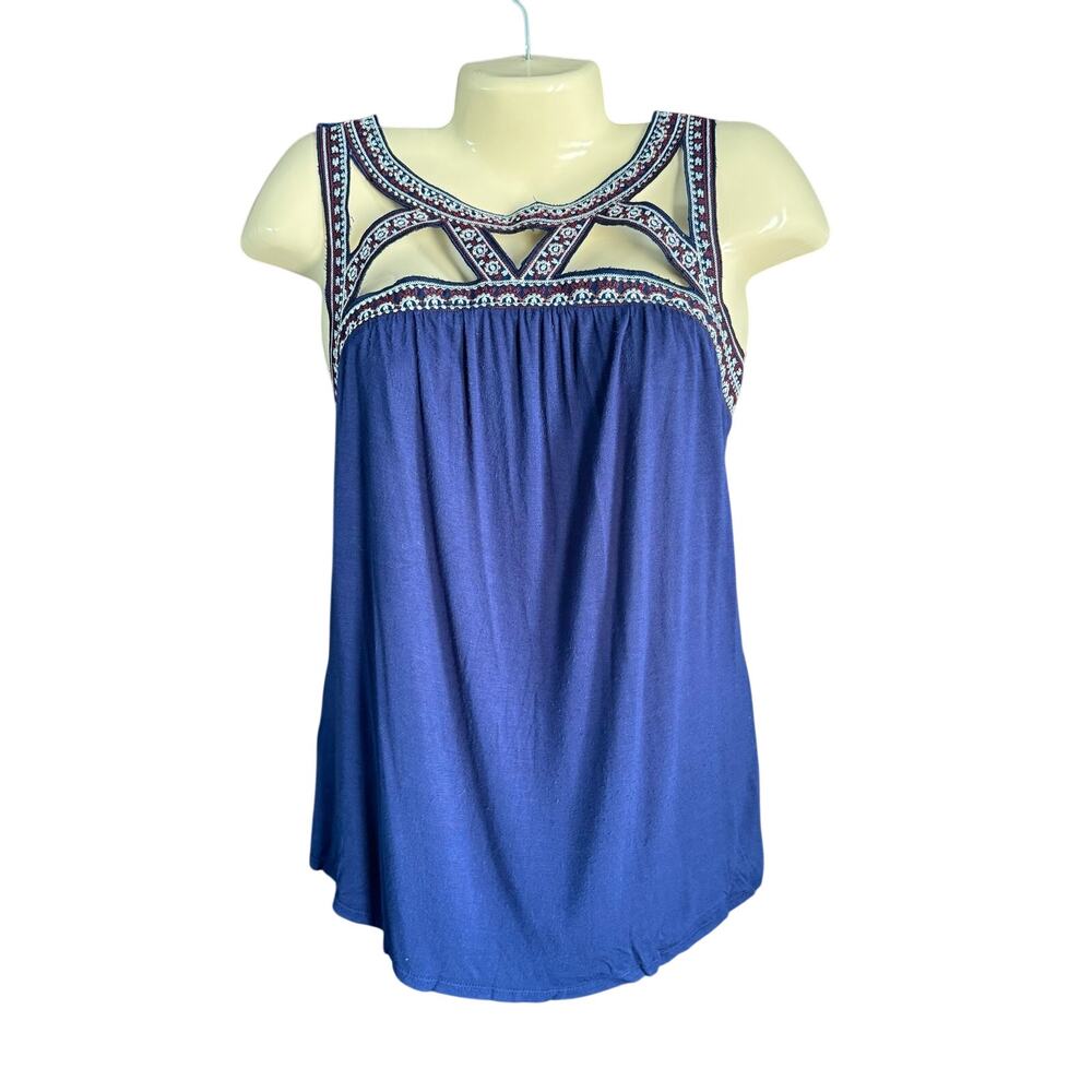Maurice’s Royal Blue Cutout Neck Sleeveless Tank Top XXL Boho